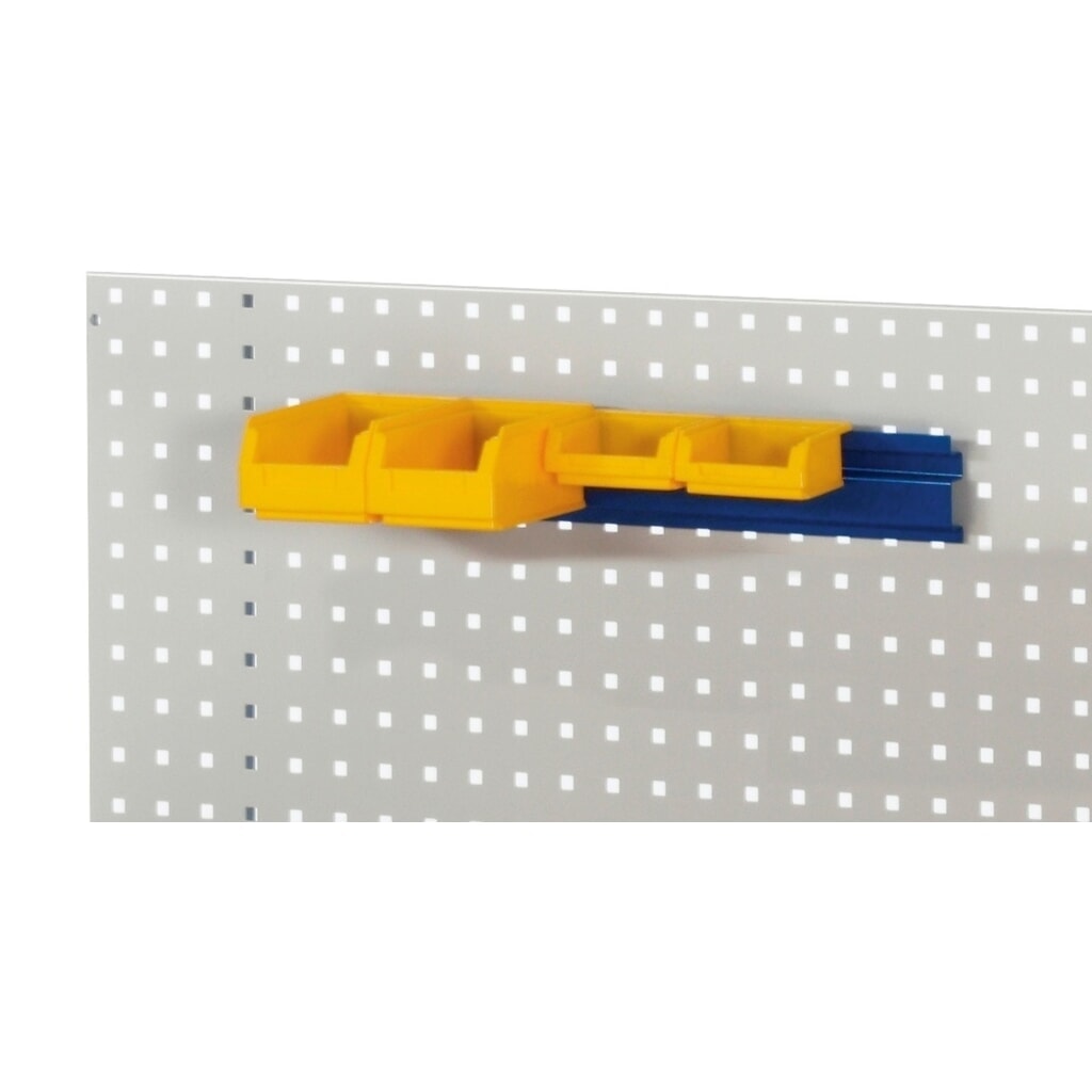 Obrázek produktu: Závěsná lišta RAU pro děrovanou desku, pro uchycení skladovacích boxů, VxŠxH 65 x 450 x 20 mm