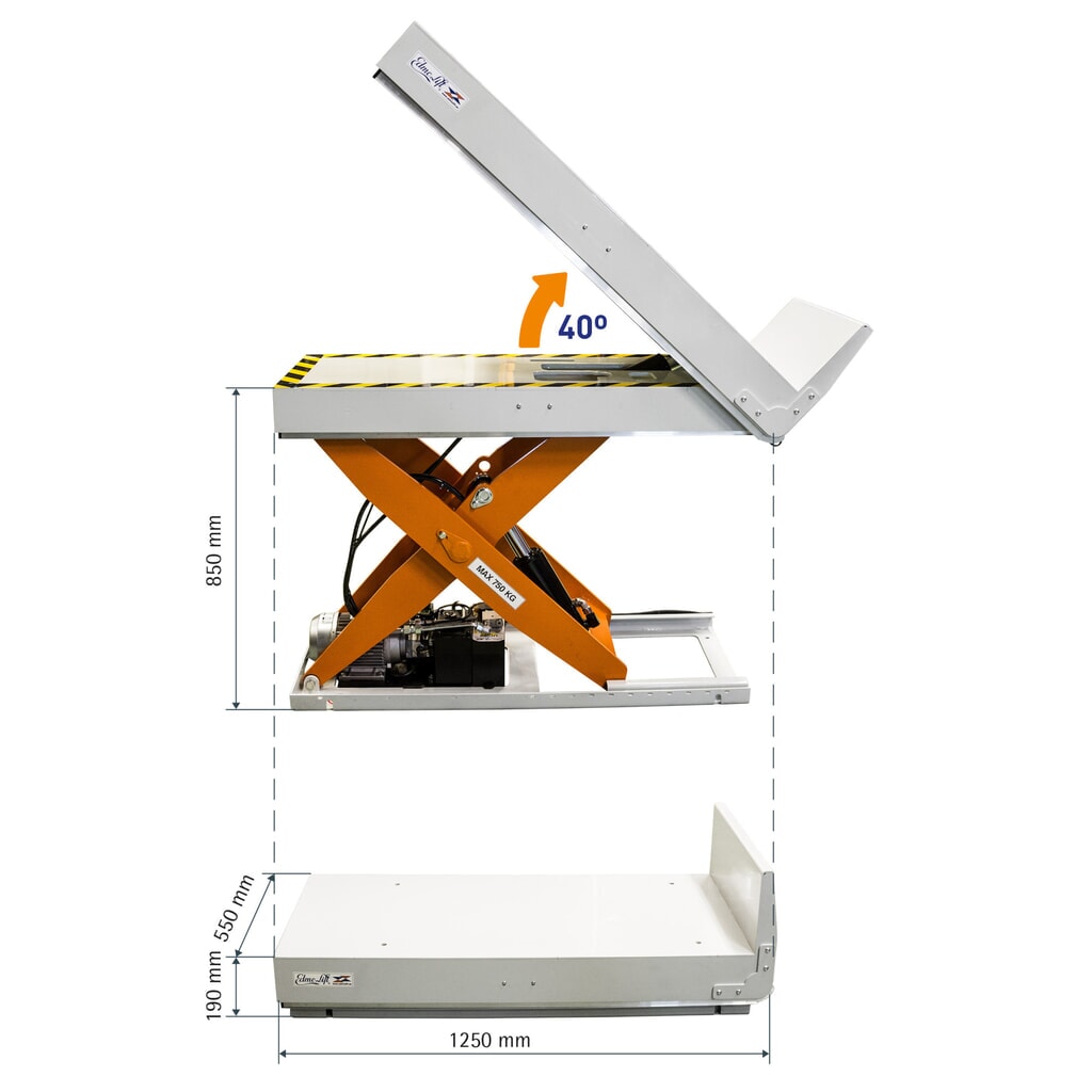 Zvedací stůl s nůžkovým mechanismem EdmoLift® s funkcí naklápění Číslo obrázku produktu 2: Zvedací stůl s nůžkovým mechanismem EdmoLift® s funkcí naklápění